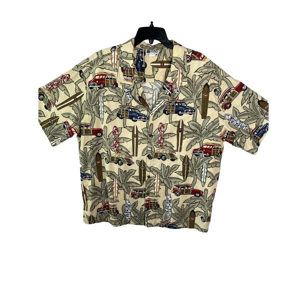 Vintage Aloha Republic Hawaiian Camp Shirt 100% Cotton Woody Surf Palm Tree 4XL